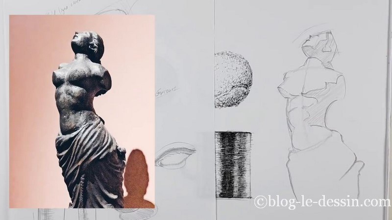 esquisse ligne ombre statue dessin crayon
